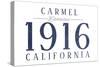 Carmel, California - Established Date (Blue)-Lantern Press-Stretched Canvas