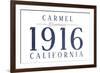 Carmel, California - Established Date (Blue)-Lantern Press-Framed Art Print