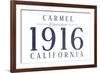 Carmel, California - Established Date (Blue)-Lantern Press-Framed Art Print