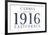 Carmel, California - Established Date (Blue)-Lantern Press-Framed Art Print