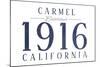 Carmel, California - Established Date (Blue)-Lantern Press-Mounted Art Print