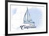 Carmel, California - Sailboat - Blue - Coastal Icon-Lantern Press-Framed Art Print