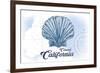 Carmel, California - Scallop Shell - Blue - Coastal Icon-Lantern Press-Framed Art Print