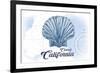 Carmel, California - Scallop Shell - Blue - Coastal Icon-Lantern Press-Framed Art Print