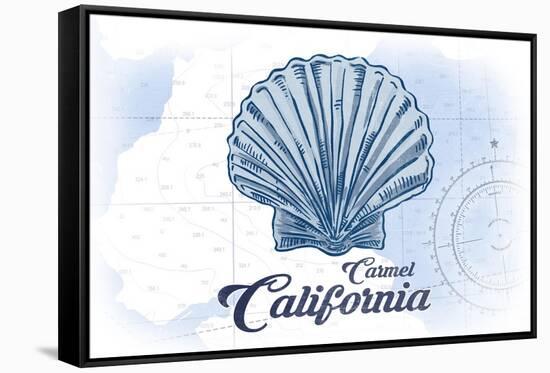 Carmel, California - Scallop Shell - Blue - Coastal Icon-Lantern Press-Framed Stretched Canvas