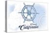Carmel, California - Ship Wheel - Blue - Coastal Icon-Lantern Press-Stretched Canvas