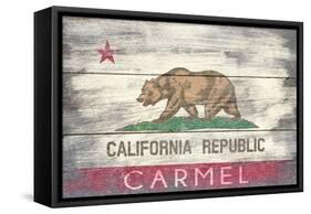 Carmel, California - State Flag - Barnwood Painting-Lantern Press-Framed Stretched Canvas