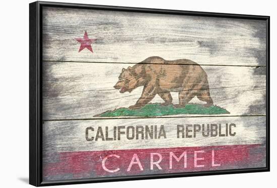 Carmel, California - State Flag - Barnwood Painting-Lantern Press-Framed Art Print