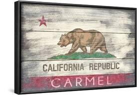 Carmel, California - State Flag - Barnwood Painting-Lantern Press-Framed Art Print