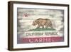 Carmel, California - State Flag - Barnwood Painting-Lantern Press-Framed Art Print