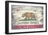 Carmel, California - State Flag - Barnwood Painting-Lantern Press-Framed Art Print