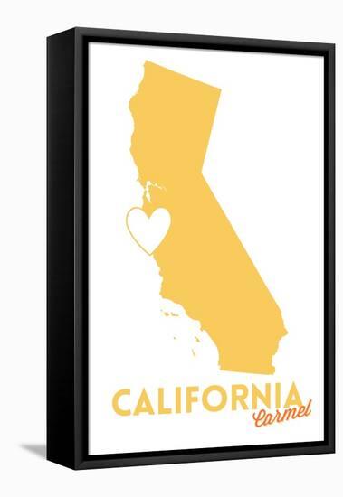 Carmel, California - State Outline and Heart-Lantern Press-Framed Stretched Canvas