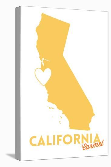 Carmel, California - State Outline and Heart-Lantern Press-Stretched Canvas