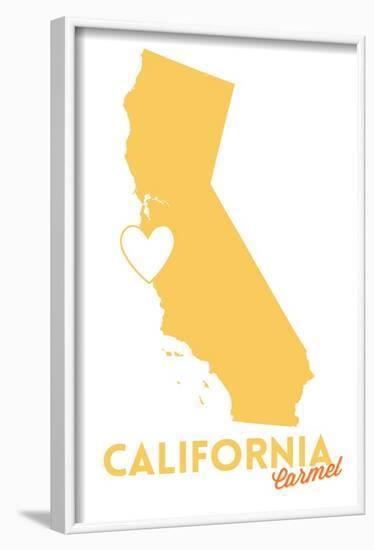 Carmel, California - State Outline and Heart-Lantern Press-Framed Art Print