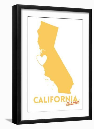 Carmel, California - State Outline and Heart-Lantern Press-Framed Art Print