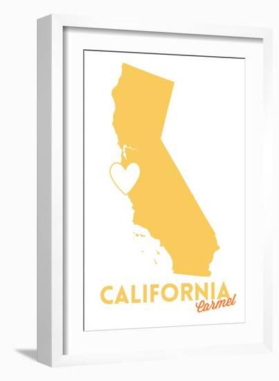 Carmel, California - State Outline and Heart-Lantern Press-Framed Art Print