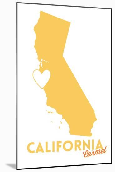 Carmel, California - State Outline and Heart-Lantern Press-Mounted Art Print