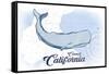 Carmel, California - Whale - Blue - Coastal Icon-Lantern Press-Framed Stretched Canvas