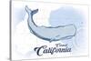 Carmel, California - Whale - Blue - Coastal Icon-Lantern Press-Stretched Canvas