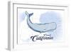 Carmel, California - Whale - Blue - Coastal Icon-Lantern Press-Framed Art Print