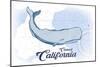 Carmel, California - Whale - Blue - Coastal Icon-Lantern Press-Mounted Art Print