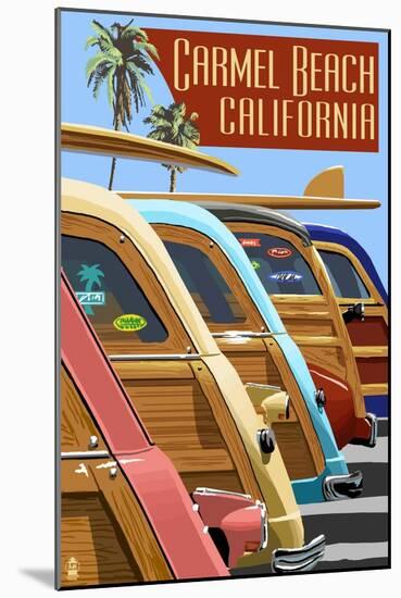 Carmel, California - Woodies Lined Up-Lantern Press-Mounted Art Print