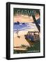 Carmel, California - Woody on the Beach-Lantern Press-Framed Art Print