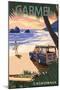 Carmel, California - Woody on the Beach-Lantern Press-Mounted Art Print