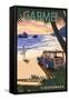 Carmel, California - Woody on the Beach-Lantern Press-Framed Stretched Canvas