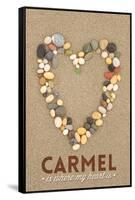 Carmel Is Where My Heart Is - California - Stone Heart on Sand-Lantern Press-Framed Stretched Canvas