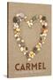 Carmel Is Where My Heart Is - California - Stone Heart on Sand-Lantern Press-Stretched Canvas