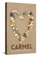 Carmel Is Where My Heart Is - California - Stone Heart on Sand-Lantern Press-Stretched Canvas