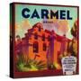 Carmel Orange Label - East Highlands, CA-Lantern Press-Stretched Canvas