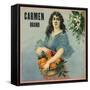 Carmen- California - Citrus Crate Label-Lantern Press-Framed Stretched Canvas