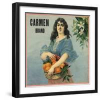 Carmen- California - Citrus Crate Label-Lantern Press-Framed Art Print