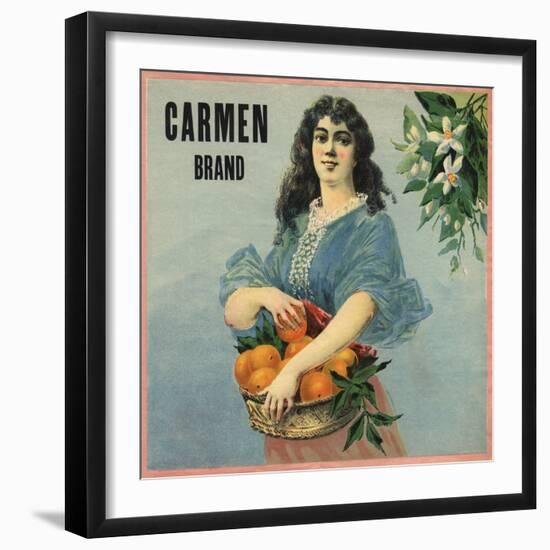 Carmen- California - Citrus Crate Label-Lantern Press-Framed Art Print
