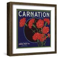 Carnation Brand - Anaheim, California - Citrus Crate Label-Lantern Press-Framed Art Print