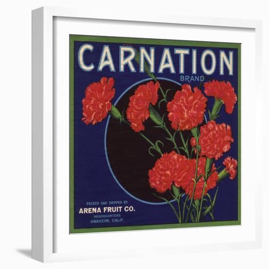 Carnation Brand - Anaheim, California - Citrus Crate Label-Lantern Press-Framed Art Print