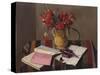 Carnations and Account Books-Edgar Degas-Stretched Canvas