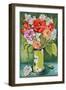 Carnations and Alstroemeria in an Art Nouveau Vase 2011-Joan Thewsey-Framed Giclee Print