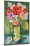 Carnations and Alstroemeria in an Art Nouveau Vase 2011-Joan Thewsey-Mounted Giclee Print