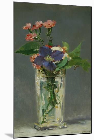 Carnations and Clematis in a Crystal Vase, 1882-Edouard Manet-Mounted Giclee Print