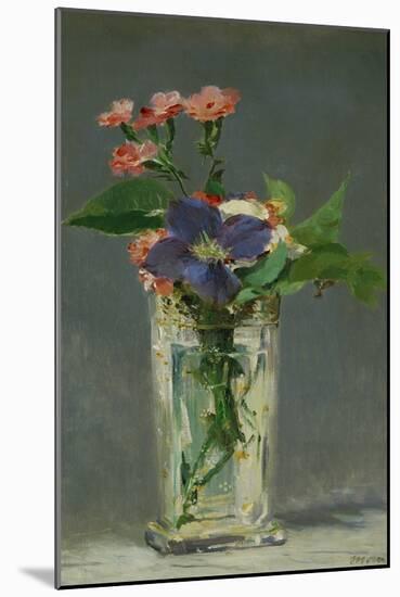 Carnations and Clematis in a Crystal Vase, 1882-Edouard Manet-Mounted Giclee Print