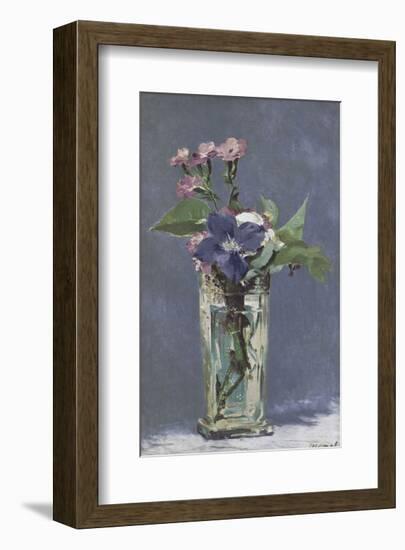 Carnations and Clematis in a Crystal Vase-Edouard Manet-Framed Art Print