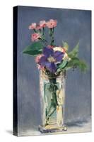 Carnations and Clematis in a Crystal Vase-Edouard Manet-Stretched Canvas