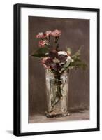 Carnations and Clematis in a Crystal Vase-Edouard Manet-Framed Giclee Print