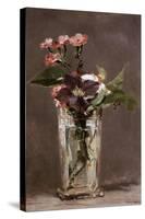 Carnations and Clematis in a Crystal Vase-Edouard Manet-Stretched Canvas