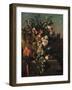 Carnations and Other Flowers with Parrots on a Pedestal-Pieter Casteels-Framed Giclee Print