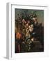 Carnations and Other Flowers with Parrots on a Pedestal-Pieter Casteels-Framed Giclee Print