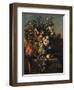 Carnations and Other Flowers with Parrots on a Pedestal-Pieter Casteels-Framed Giclee Print